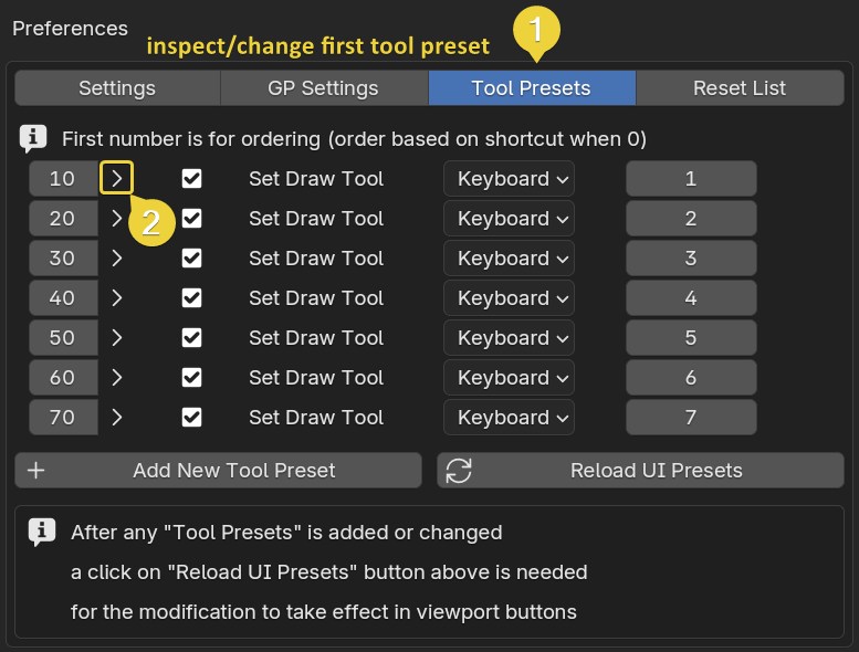 Inspect toolpreset
