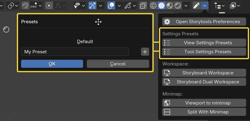 view and tool presets