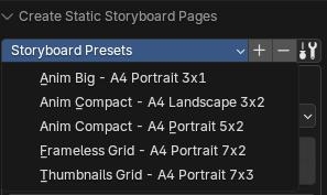 Default presets menu