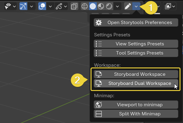 Storyboard workspace to current file
